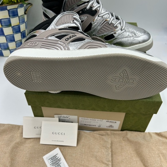 Men’s Gucci, high top Street style silver/black sneakers size 11 made in Italy - Picture 8 of 8